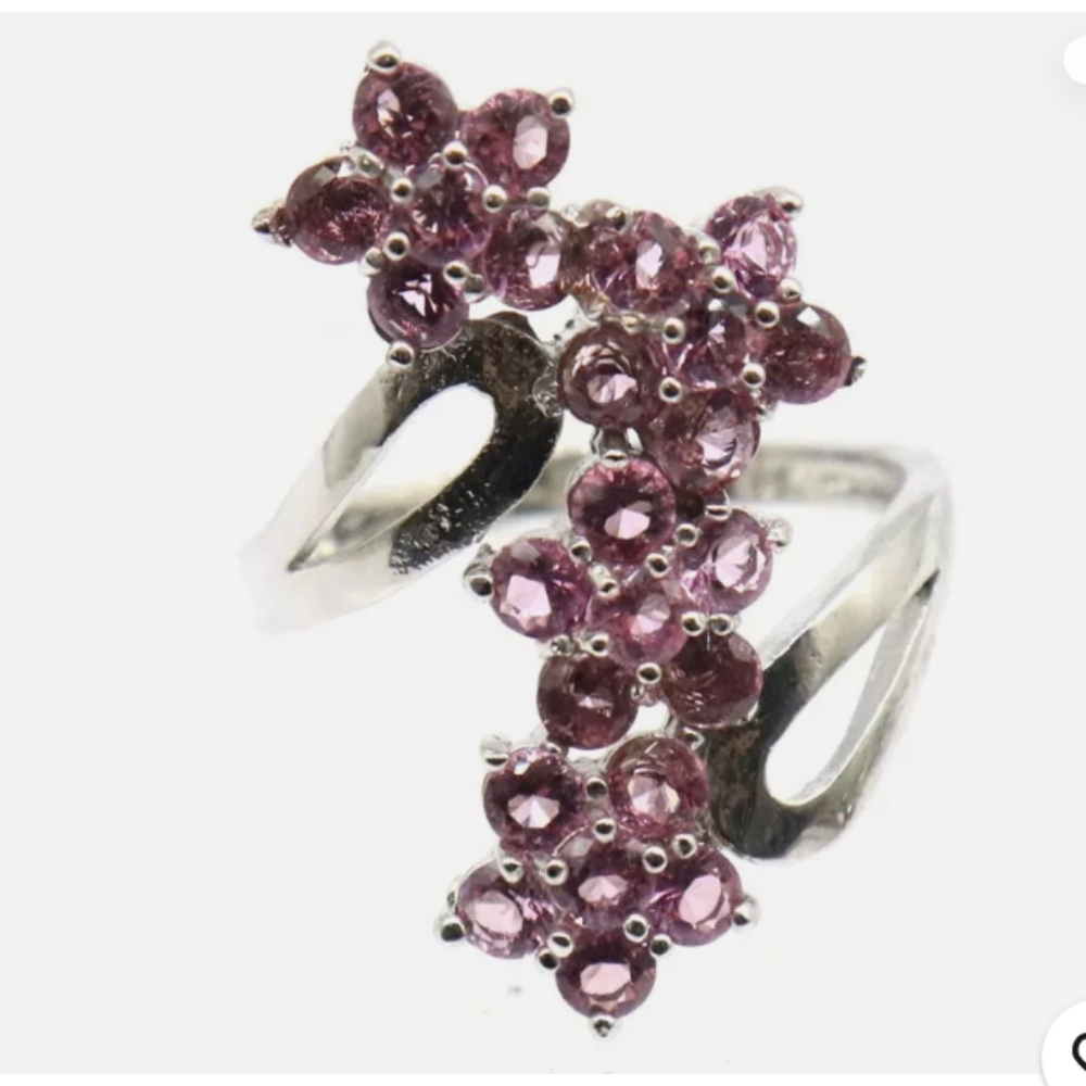 New pink tourmaline sterling silver 🌺 flower ring